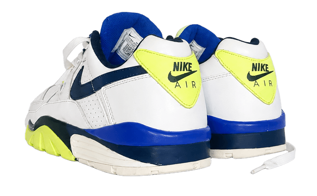 Nike Air White Sneakers with Neon Green and Blue Accents