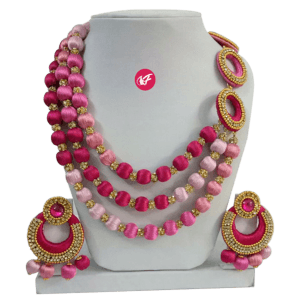 Handmade Gemstone Thread Necklace & Bracelet Set