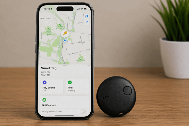 iSeeTag Smart Tag Bluetooth Item Tracker Compatible with Apple Find My – Black