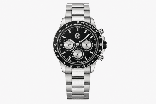 Christian Lacroix Silver-Tone Chronograph Watch – Black Dial Stainless-Steel Bracelet