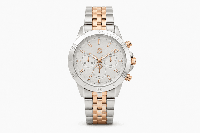 Christian Lacroix Two-Tone Chronograph Watch – Silver & Rose-Gold Bracelet