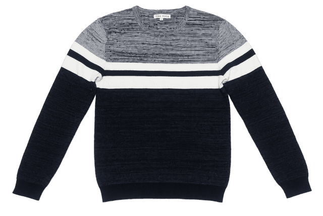 Pull Tricot Col Rond Color Block TIDE SAGA Gris, Blanc et noir - Taille XL