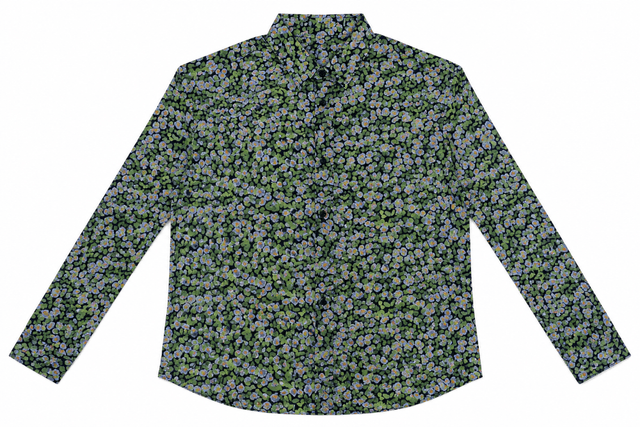 Green Floral Long-Sleeve Collared Shirt – Women's Smart Casual Botanical Shirt