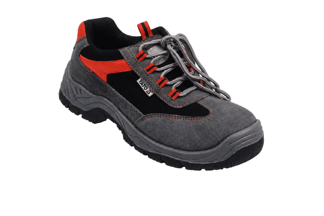 Chaussures de sécurité basses YATO S3 en cuir avec embout en acier – Gris & Noir avec accents Orange - Tailles 39-47